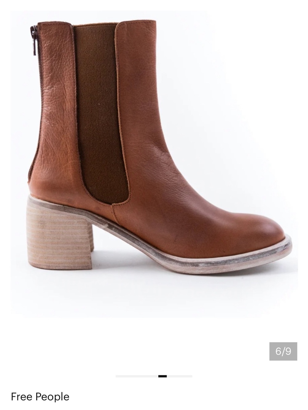 Free People Cognac Leather Essential Chelsea Booties with Stacked Heel